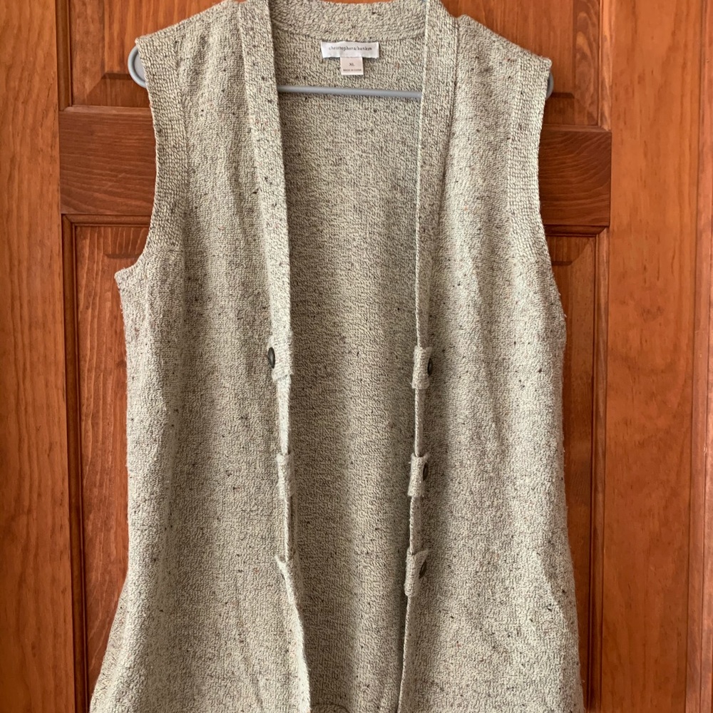 Tan, Sleeveless, Cardigan, Christopher Banks
